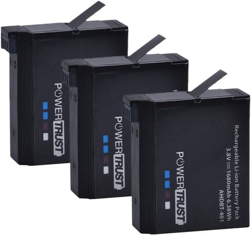 بطارية PowerTrust 3 قطع AHDBT-401 لكاميرا Gopro Hero 4 AHDBT401 AHDBT-401 بطارية رقمية AHDBT 401 وشاحن USB ثلاثي المنافذ LED لكاميرا GoPro Hero4 HERO4 in Saudi Arabia