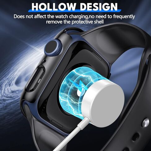 2 Pack Hard PC Case with 9H Tempered Glass Screen Protector Compatible with Apple Watch Series 6/5/4/SE/SE2 40mm, Ultra-Thin Scratch Resistant Overall Protective Cover for Men Women,Black+Clear in Kuwait