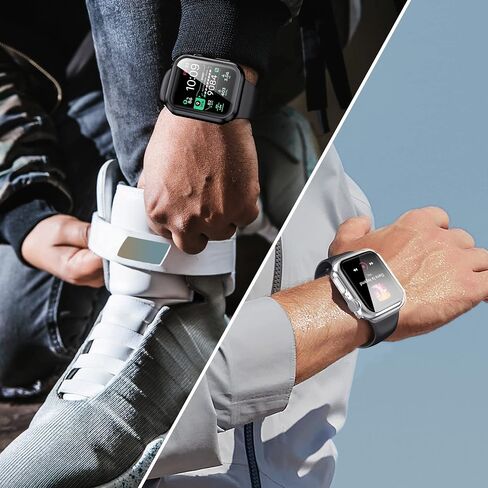 2 Pack Hard PC Case with 9H Tempered Glass Screen Protector Compatible with Apple Watch Series 6/5/4/SE/SE2 40mm, Ultra-Thin Scratch Resistant Overall Protective Cover for Men Women,Black+Clear in Kuwait