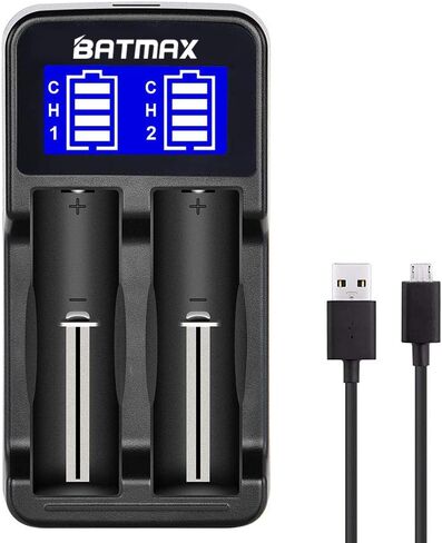 شاحن بطارية مزدوج USB ذكي عالمي من Batmax لبطارية ليثيوم أيون/Ni-MH/Ni-Cd 18490 18350 17670 17500 16340(RCR123) 14500 A AA AAA AAAA بطاريات قابلة للشحن in Saudi Arabia