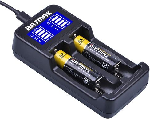 شاحن بطارية مزدوج USB ذكي عالمي من Batmax لبطارية ليثيوم أيون/Ni-MH/Ni-Cd 18490 18350 17670 17500 16340(RCR123) 14500 A AA AAA AAAA بطاريات قابلة للشحن in Saudi Arabia