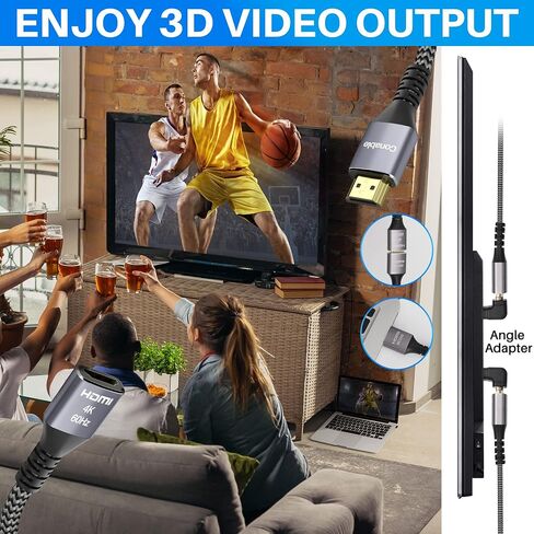 4K HDMI Extension Cable 25 Feet, HDMI 2.0 Braided Extender Male to Female Cord, Pure Copper 3D 4K@60Hz 2160p 1080p HDR HDCP 2.2 ARC (with 25 Ties, 25 U Nails, 2 HDMI Adapters)- 25FT in Kuwait