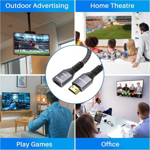 4K HDMI Extension Cable 25 Feet, HDMI 2.0 Braided Extender Male to Female Cord, Pure Copper 3D 4K@60Hz 2160p 1080p HDR HDCP 2.2 ARC (with 25 Ties, 25 U Nails, 2 HDMI Adapters)- 25FT in Kuwait