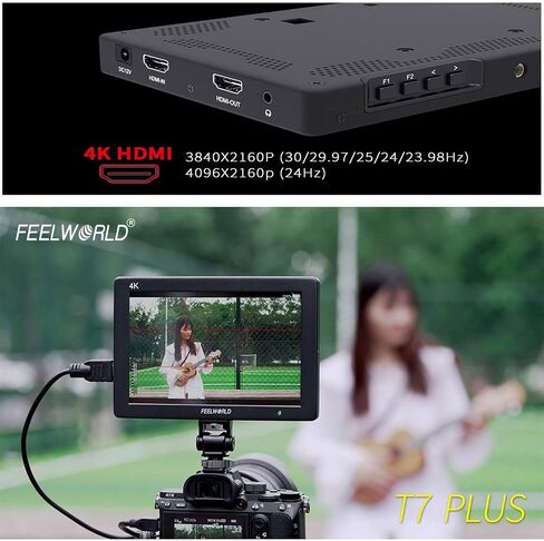شاشة المراقبة الميدانية Feel WORLD T7 Plus مقاس 7 بوصات ثلاثية الأبعاد LUT على الكاميرا مع إدخال/إخراج HDMI 4K IPS 1920x1200 غطاء ألومنيوم متين in Saudi Arabia