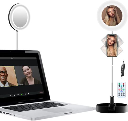 مجموعة إضاءة حلقية قابلة للطي من IODOO، مرآة مكياج، مرآة فانيتي مع 6.2 بوصة/16 ​​سم LED، 2700K-6500K/RGB، قابلة للتعتيم، جهاز تحكم عن بعد، قابلة للتطوير، محمولة، يوتيوب، تيك توك، صورة ذاتية، أسود in Kuwait