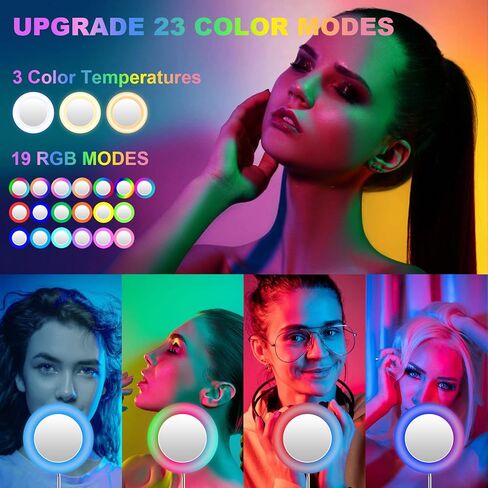 مجموعة إضاءة حلقية قابلة للطي من IODOO، مرآة مكياج، مرآة فانيتي مع 6.2 بوصة/16 ​​سم LED، 2700K-6500K/RGB، قابلة للتعتيم، جهاز تحكم عن بعد، قابلة للتطوير، محمولة، يوتيوب، تيك توك، صورة ذاتية، أسود in Kuwait