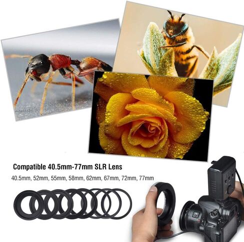 حلقة فلاش، 48 مصباح فلاش LED ماكرو مع موزع فلاش، حلقات محول لكاميرات Canon Nikon Fuji Pentax Olympus وغيرها من كاميرات DSLR in Kuwait