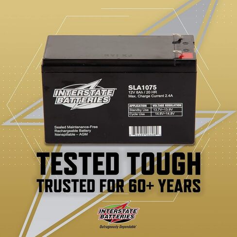 Interstate Batteries 12V 5Ah Battery (SLA1055) - SLA/AGM Replacement Battery for Alarm Systems, Security, Garage Door Openers for Chamberlain, Genie, Liftmaster, Craftsman, Workhorse (F1 Terminals) in Saudi Arabia