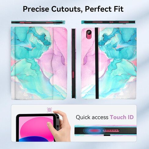 حافظة Zonefoker لجهاز iPad الجيل العاشر 2022، وغطاء حماية iPad 10 Gen 10.9 بوصة مع حامل قلم رصاص، وحامل عرض متعدد الزوايا، وتصميم الجيب، وحافظات جلدية قابلة للطي للنساء والرجال، أزرق رخامي in Saudi Arabia
