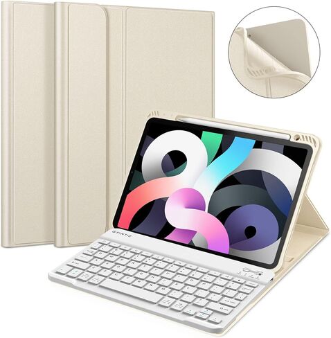 حافظة لوحة المفاتيح Fintie لجهاز iPad Air الجيل الخامس (2022) / iPad Air الجيل الرابع (2020) مقاس 10.9 بوصة مع حامل أقلام - غطاء خلفي ناعم من مادة TPU مع لوحة مفاتيح بلوتوث قابلة للفصل مغناطيسيًا، أرجواني أرجواني in Kuwait