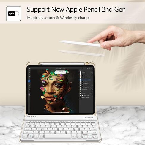حافظة لوحة المفاتيح Fintie لجهاز iPad Air الجيل الخامس (2022) / iPad Air الجيل الرابع (2020) مقاس 10.9 بوصة مع حامل أقلام - غطاء خلفي ناعم من مادة TPU مع لوحة مفاتيح بلوتوث قابلة للفصل مغناطيسيًا، أرجواني أرجواني in Kuwait