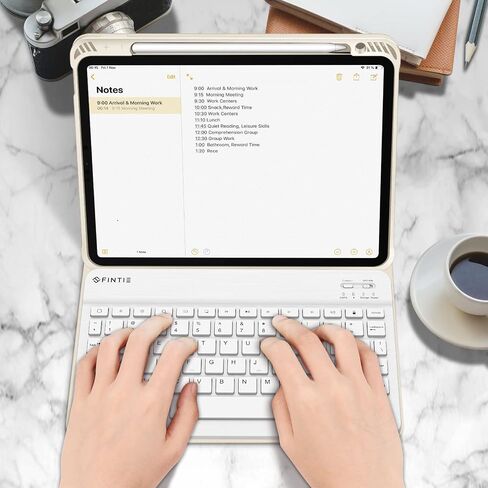 حافظة لوحة المفاتيح Fintie لجهاز iPad Air الجيل الخامس (2022) / iPad Air الجيل الرابع (2020) مقاس 10.9 بوصة مع حامل أقلام - غطاء خلفي ناعم من مادة TPU مع لوحة مفاتيح بلوتوث قابلة للفصل مغناطيسيًا، أرجواني أرجواني in Kuwait