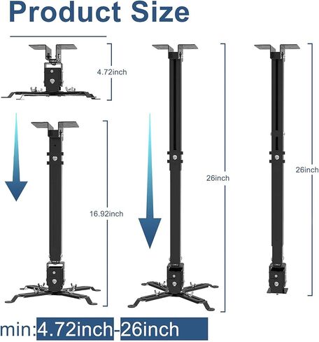 جسيبا حامل جهاز عرض يثبت على الحائط او السقف مع ارتفاع قابل للتعديل واذرع قابلة للتمديد لجهاز عرض مختلف الاحجام (اسود) in Kuwait