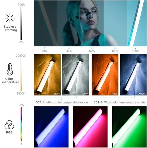 SOONWELL MT1 مصباح فيديو RGB LED مقاوم للماء وقابل لإعادة الشحن ومضاد للماء وقابل لإعادة الشحن، ضوء LED عاكس للضوء، CRI 96+، TLCI 97+ مع بطارية مدمجة 7650 مللي أمبير في الساعة وتحكم عن طريق التطبيق in Kuwait