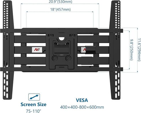 NB North Bayou Heavy Duty TV Wall Mount Double Arms Articulating Swivel TV Bracket for Most 75"-110 inch LED LCD OLED TVs VESA Compatible Hold up to 200 lbs Wall Bracket SP5 in Kuwait