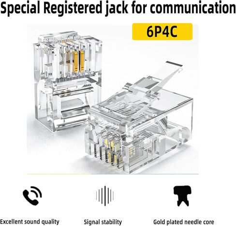 أسلاك هاتف SOTESIN للهواتف الأرضية بطول 25 قدمًا 𝐏𝐡𝐨𝐧𝐞 𝐄𝐱𝐭𝐞𝐧𝐬𝐢𝐨𝐧 𝐂𝐨𝐫𝐝 مع قابس RJ11 ومقرنات مدمجة في الخط in Kuwait