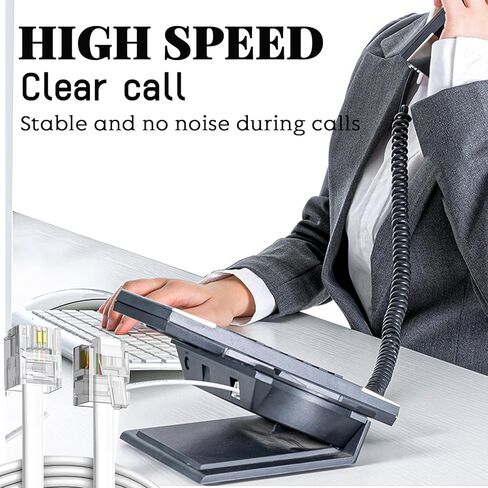 أسلاك هاتف SOTESIN للهواتف الأرضية بطول 25 قدمًا 𝐏𝐡𝐨𝐧𝐞 𝐄𝐱𝐭𝐞𝐧𝐬𝐢𝐨𝐧 𝐂𝐨𝐫𝐝 مع قابس RJ11 ومقرنات مدمجة في الخط in Kuwait