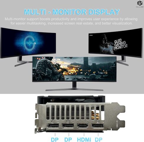 بطاقة عرض مرئي راديون RX 5700 XT من ميلسي، 8GB GDDR6 256 بت، وحدة معالجة الرسومات الجرافيكية للالعاب HDMI منفذ عرض، بطاقة فيديو 2K 4K للكمبيوتر المكتبي (راديون RX 5700 XT-اسود) in Saudi Arabia