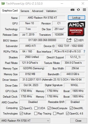 بطاقة عرض مرئي راديون RX 5700 XT من ميلسي، 8GB GDDR6 256 بت، وحدة معالجة الرسومات الجرافيكية للالعاب HDMI منفذ عرض، بطاقة فيديو 2K 4K للكمبيوتر المكتبي (راديون RX 5700 XT-اسود) in Saudi Arabia