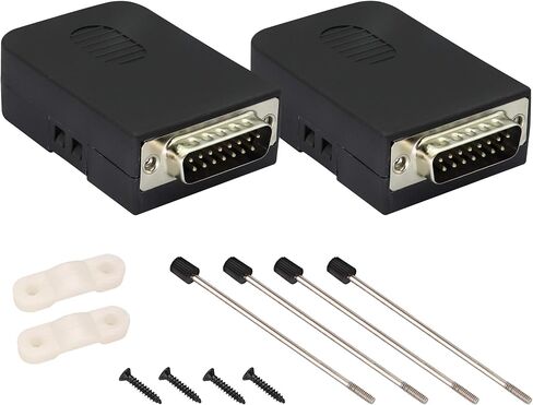 DB15 Screw Terminal Block Adapter D-SUB 15 Pin 2 Row DB15 Male to 16 Pin/Way Female Serial Terminal Breakout Board Connector Signal Module with case (2Pcak/Male) in Kuwait
