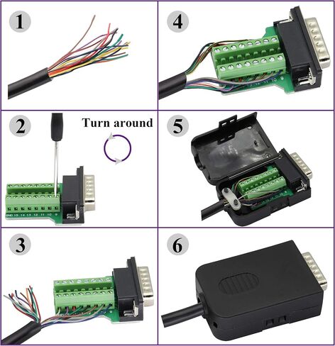 DB15 Screw Terminal Block Adapter D-SUB 15 Pin 2 Row DB15 Male to 16 Pin/Way Female Serial Terminal Breakout Board Connector Signal Module with case (2Pcak/Male) in Kuwait