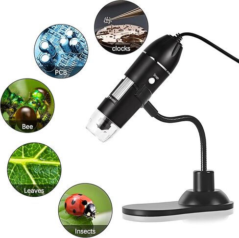 مجهر رقمي USB مريح تكبير 50x-1600x مع حامل قابل للتعديل، 8 مصابيح LED، كاميرا مجهر محمولة عالية الدقة للبالغين، والأطفال متوافق مع أجهزة كمبيوتر Android iPad Windows Mac in Kuwait