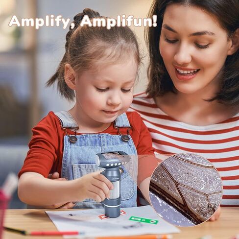 مجهر رقمي محمول للأطفال من JOYALENS JL012، مجهر محمول للأطفال 50x-300x، كاميرا مجهر USB LCD مقاس 2 بوصة لهدايا الأطفال، مجموعة ألعاب علمية تعليمية مع شرائح مُجهزة، 8 جيجابايت (رمادي) in Kuwait