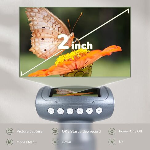 مجهر رقمي محمول للأطفال من JOYALENS JL012، مجهر محمول للأطفال 50x-300x، كاميرا مجهر USB LCD مقاس 2 بوصة لهدايا الأطفال، مجموعة ألعاب علمية تعليمية مع شرائح مُجهزة، 8 جيجابايت (رمادي) in Kuwait