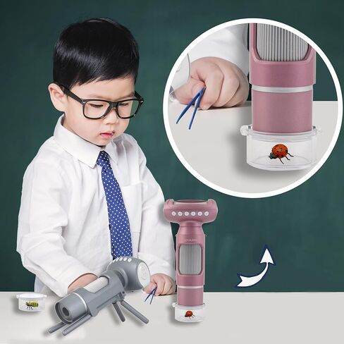 مجهر رقمي محمول للأطفال من JOYALENS JL012، مجهر محمول للأطفال 50x-300x، كاميرا مجهر USB LCD مقاس 2 بوصة لهدايا الأطفال، مجموعة ألعاب علمية تعليمية مع شرائح مُجهزة، 8 جيجابايت (رمادي) in Kuwait