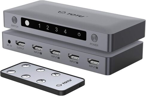 TOTU HDMI Switch 4 Ports (4 x 1) 4K 60Hz HDMI 2.0 Switcher with IR Remote Control Support HDR & HDCP 2.2 Pass-Through & 3D &Full HD 1080P, Compatible for PS3/PS4, Xbox 360/One, HDTV, Blu-Ray Player in Saudi Arabia