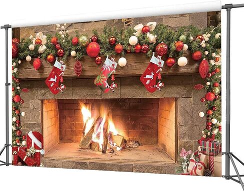 Dudaacvt 7x5ft عيد الميلاد خلفيات التصوير الفوتوغرافي عيد الميلاد الموقد الديكور خلفية الأسرة حفلة عيد ميلاد الطفل دش الديكور صور بوث الدعائم D469 in Kuwait