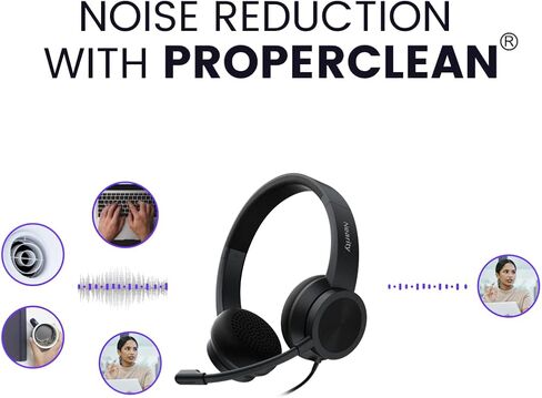 سماعات رأس سلكية احترافية من Nearity HP10 مع ميكروفون، وخاصية الغاء الضوضاء والتحكم في الصوت، وسماعات كمبيوتر متعددة التوصيل لأجهزة المكتب والمنزل والأعمال الكمبيوتر الشخصي / ماك / الكمبيوتر المحمول in Kuwait