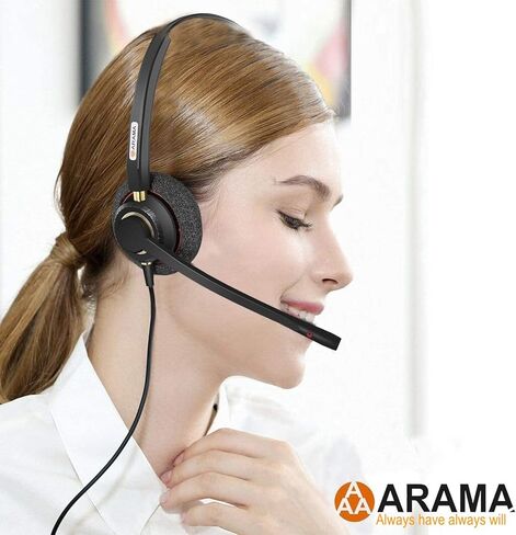 سماعة رأس Arama USB C من النوع C، سماعة كمبيوتر سلكية مع ميكروفون عازل للضوضاء - قم بتوصيلها بجهاز الكمبيوتر الخاص بك، Mac، الكمبيوتر اللوحي، الكمبيوتر المحمول والهاتف الخلوي، Skype، Zoom، Office Home Business in Saudi Arabia