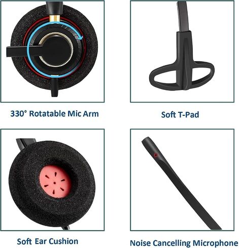 سماعة رأس Arama USB C من النوع C، سماعة كمبيوتر سلكية مع ميكروفون عازل للضوضاء - قم بتوصيلها بجهاز الكمبيوتر الخاص بك، Mac، الكمبيوتر اللوحي، الكمبيوتر المحمول والهاتف الخلوي، Skype، Zoom، Office Home Business in Saudi Arabia