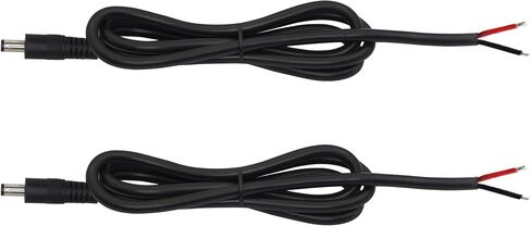 GINTOOYUN 2 Pack DC Power Pigtails Cable, DC 5.5mm x 2.5mm Male Plug Jack to Bare Wire Open End Power Supply Replacement Repair Cord, for Security Camera,LED Strip Light,DVR 3FT (black-1m) in Saudi Arabia