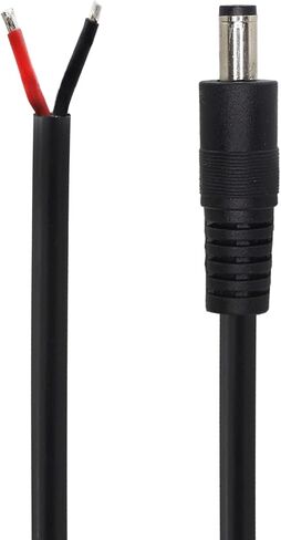 GINTOOYUN 2 Pack DC Power Pigtails Cable, DC 5.5mm x 2.5mm Male Plug Jack to Bare Wire Open End Power Supply Replacement Repair Cord, for Security Camera,LED Strip Light,DVR 3FT (black-1m) in Saudi Arabia