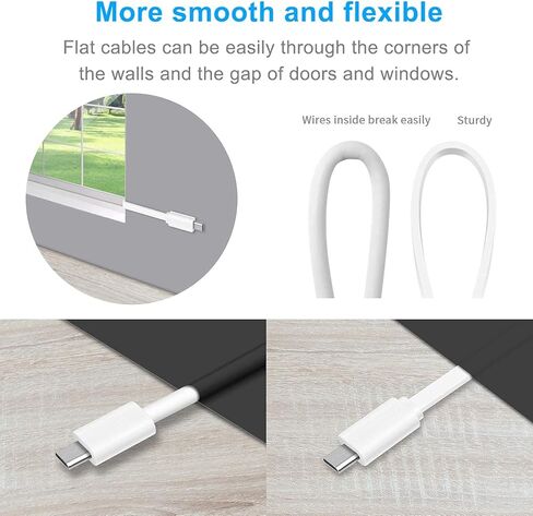 كيبل تمديد طاقة مسطح بطول 16.4 قدم متوافق مع كاميرا وايز كام بان وكاسا وكاميرا واي اي دوم هوم وفوربو دوج ونيست كام وبلينك وكاميرا كلاود وكيبل شحن متين لكاميرا المراقبة من قطعتين in Kuwait