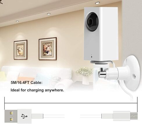 كيبل تمديد طاقة مسطح بطول 16.4 قدم متوافق مع كاميرا وايز كام بان وكاسا وكاميرا واي اي دوم هوم وفوربو دوج ونيست كام وبلينك وكاميرا كلاود وكيبل شحن متين لكاميرا المراقبة من قطعتين in Kuwait