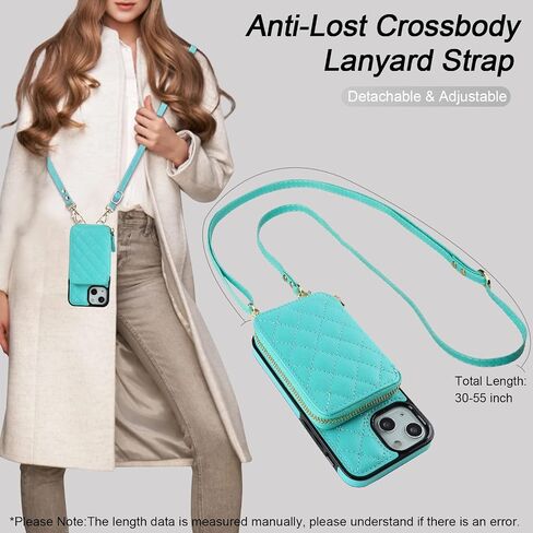 حافظة محفظة Bocasal Crossbody لهاتف iPhone 13 Mini، غطاء قلاب لحقيبة اليد من جلد البولي يوريثان بسحاب RFID، حافظة بمسند فوليو مع فتحات للبطاقات وحزام معصم 5G 5.4 بوصة (أحمر) in Kuwait