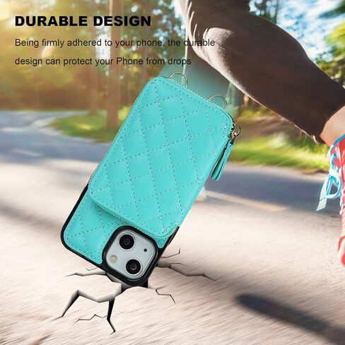 حافظة محفظة Bocasal Crossbody لهاتف iPhone 13 Mini، غطاء قلاب لحقيبة اليد من جلد البولي يوريثان بسحاب RFID، حافظة بمسند فوليو مع فتحات للبطاقات وحزام معصم 5G 5.4 بوصة (أحمر) in Kuwait