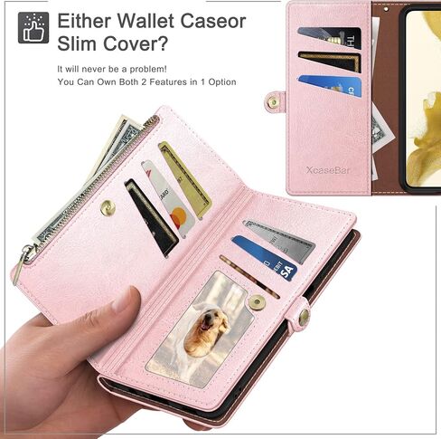 XcaseBar for iPhone 15 Plus 6.7" Wallet case with Zipper Credit Card Holder RFID Blocking,Flip Folio Book PU Leather Shockproof Strap Protective Cover Women Men for Apple 15Plus Phone case Wine Red in Kuwait