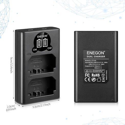 شاحن USB ENEGON NP-FZ100 LED لبطارية Sony NP-FZ100، متوافق تمامًا مع Sony Alpha 9/Alpha 9R/Alpha 9S، Sony A9/A9R Sony A73/A7R3، Sony A7III/A7RIII/A7RIV/A7C، Sony A6600. in Kuwait