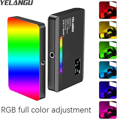 YELANGU 140 RGB Video Light & Camera LED Strap Tripod - Full Color CRI95+ Dimmable 2500K-9000K, 26 Scene Effects, DSLR Lighting for Photography, Videoconferencing. Ideal for Macro & Product Shooting in Kuwait