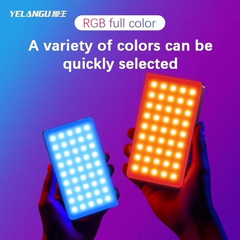 YELANGU 140 RGB Video Light & Camera LED Strap Tripod - Full Color CRI95+ Dimmable 2500K-9000K, 26 Scene Effects, DSLR Lighting for Photography, Videoconferencing. Ideal for Macro & Product Shooting in Kuwait