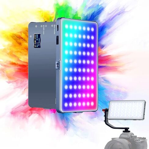 مصباح فيديو Nkmooxe T12 RGB، ضوء كاميرا RGB محمول، بطارية مدمجة 4000 مللي أمبير في الساعة، 360 لون كامل 21 تأثير ضوئي، لوحة LED 2500-9000K مع هيكل من سبائك الألومنيوم in Kuwait