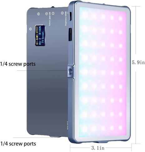 مصباح فيديو Nkmooxe T12 RGB، ضوء كاميرا RGB محمول، بطارية مدمجة 4000 مللي أمبير في الساعة، 360 لون كامل 21 تأثير ضوئي، لوحة LED 2500-9000K مع هيكل من سبائك الألومنيوم in Kuwait