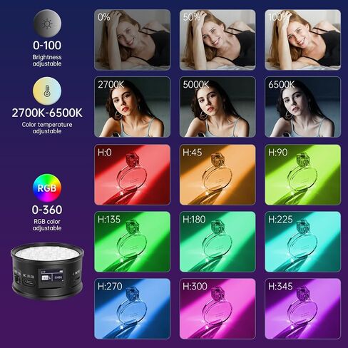 GVM 2-Pack RGB Video Light, 3000mAh Double Sided RGB & Bi-Color Portable Camera Light with Microphone Stand 0-360 Full Color CRI 97+ 2700K-6500K Rechargeable Video Lights for Video Recording in Saudi Arabia