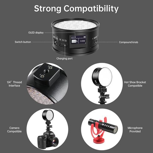 GVM 2-Pack RGB Video Light, 3000mAh Double Sided RGB & Bi-Color Portable Camera Light with Microphone Stand 0-360 Full Color CRI 97+ 2700K-6500K Rechargeable Video Lights for Video Recording in Saudi Arabia