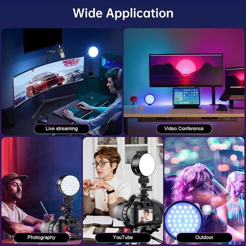 GVM 2-Pack RGB Video Light, 3000mAh Double Sided RGB & Bi-Color Portable Camera Light with Microphone Stand 0-360 Full Color CRI 97+ 2700K-6500K Rechargeable Video Lights for Video Recording in Saudi Arabia