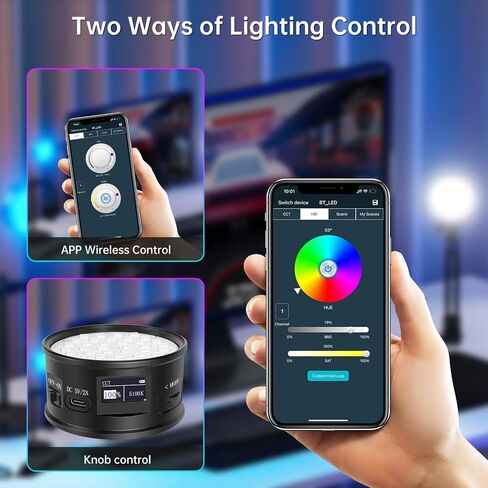 GVM 2-Pack RGB Video Light, 3000mAh Double Sided RGB & Bi-Color Portable Camera Light with Microphone Stand 0-360 Full Color CRI 97+ 2700K-6500K Rechargeable Video Lights for Video Recording in Saudi Arabia